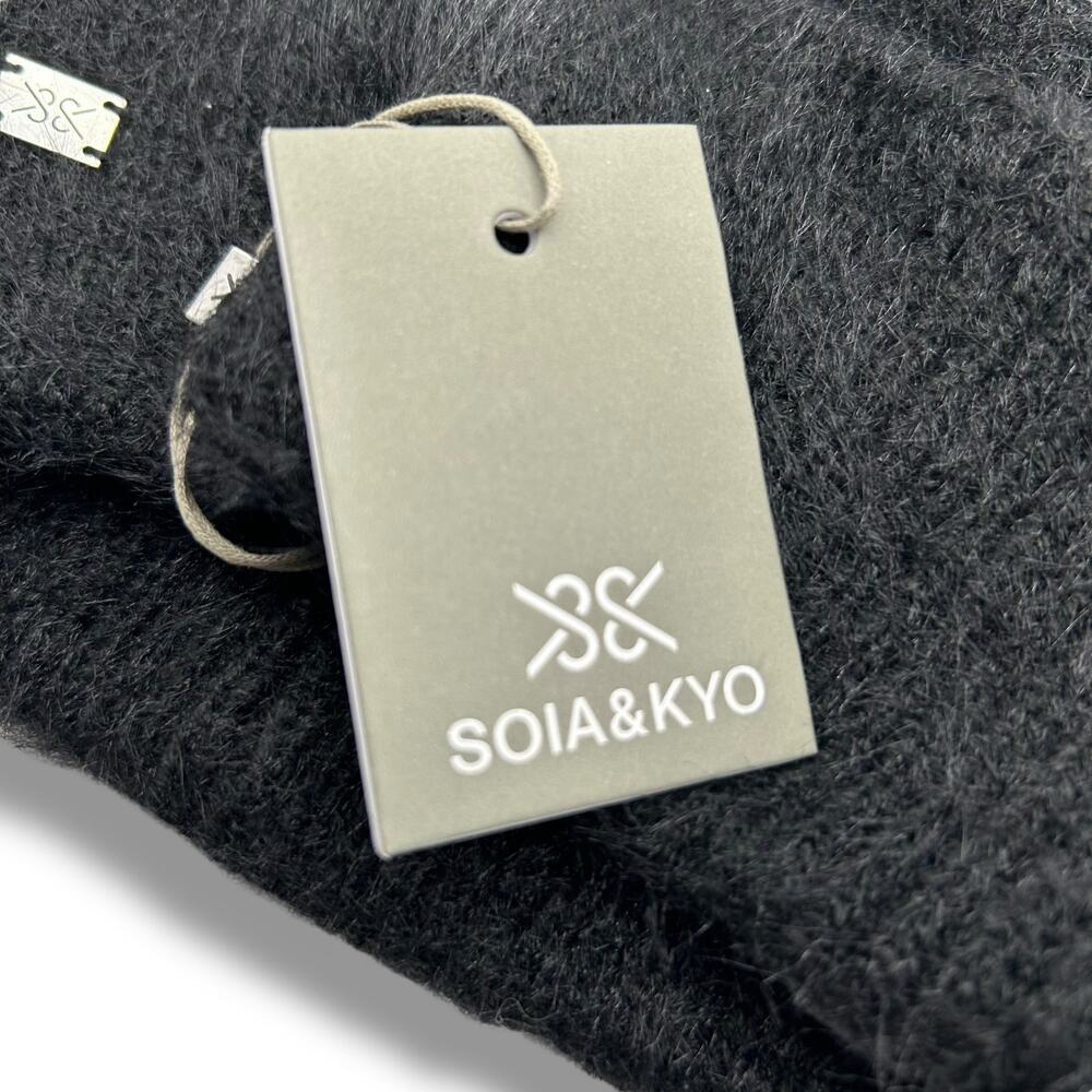 NEW Soia & Kyo Black Beanie Hat Fold Over Jaya Winter Ribbed Soft Cozy NWT - Picture 4 of 9